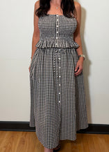 Load image into Gallery viewer, Black & Cream Gingham Button-Front Maxi Skirt