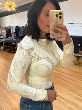 Load image into Gallery viewer, Fishnet Jacquard Mock Neck Top