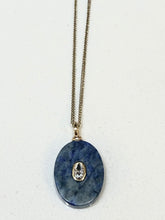 Load image into Gallery viewer, Lapis Lazuli Oval CZ Charm Gold Filled Foxtail Necklace