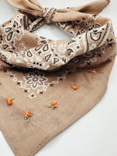 Load image into Gallery viewer, Embroidered Mini Bouquet Bandana - Tan