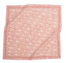 Load image into Gallery viewer, Pink cotton bandana with allover brown horse print and scalloped border