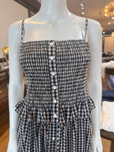 Load image into Gallery viewer, Black &amp; Cream Gingham Smocked Button-Front Top
