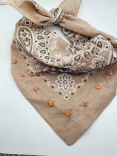 Load image into Gallery viewer, Embroidered Mini Bouquet Bandana - Tan
