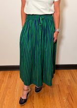 Load image into Gallery viewer, Ink + Alloy Navy &amp; Kelly Green Striped Maxi Skirt
