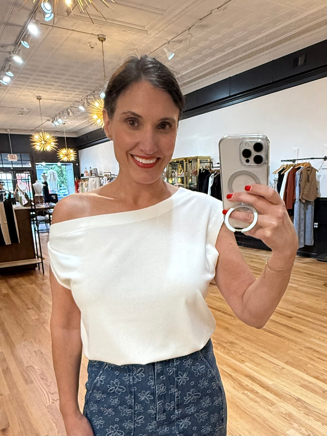 Ribbed Drop Shoulder Top