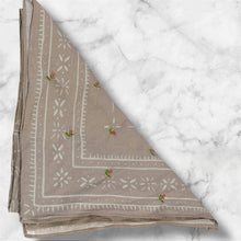Load image into Gallery viewer, Gray bandana embroidered with pink and green rosebud flowers – House of 423, Geneva IL
