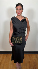 Load image into Gallery viewer, Gold and black floral hand-beaded clutch with detachable crossbody chain – House of 423, Geneva IL
