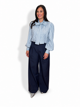 Load image into Gallery viewer, Navy Pleated Trousers

