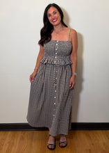 Load image into Gallery viewer, Black &amp; Cream Gingham Button-Front Maxi Skirt
