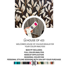 Load image into Gallery viewer, Color analysis and styling event flyer for House of Colour DeKalb at House of 423 boutique in Geneva, IL
