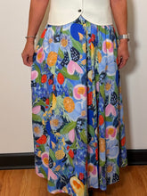 Load image into Gallery viewer, Abstract floral maxi skirt in blue pink yellow green red, House of Colour Spring Autumn palette, House of 423 Geneva IL boutique
