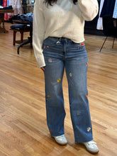 Load image into Gallery viewer, Mid Rise Wide Leg Floral Embroidered Jeans
