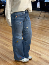 Load image into Gallery viewer, Mid Rise Wide Leg Floral Embroidered Jeans
