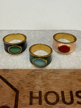 Load image into Gallery viewer, Ink + Alloy Hazel Oval Stone Ring in blush, green, and navy enamel – House of 423 Geneva IL
