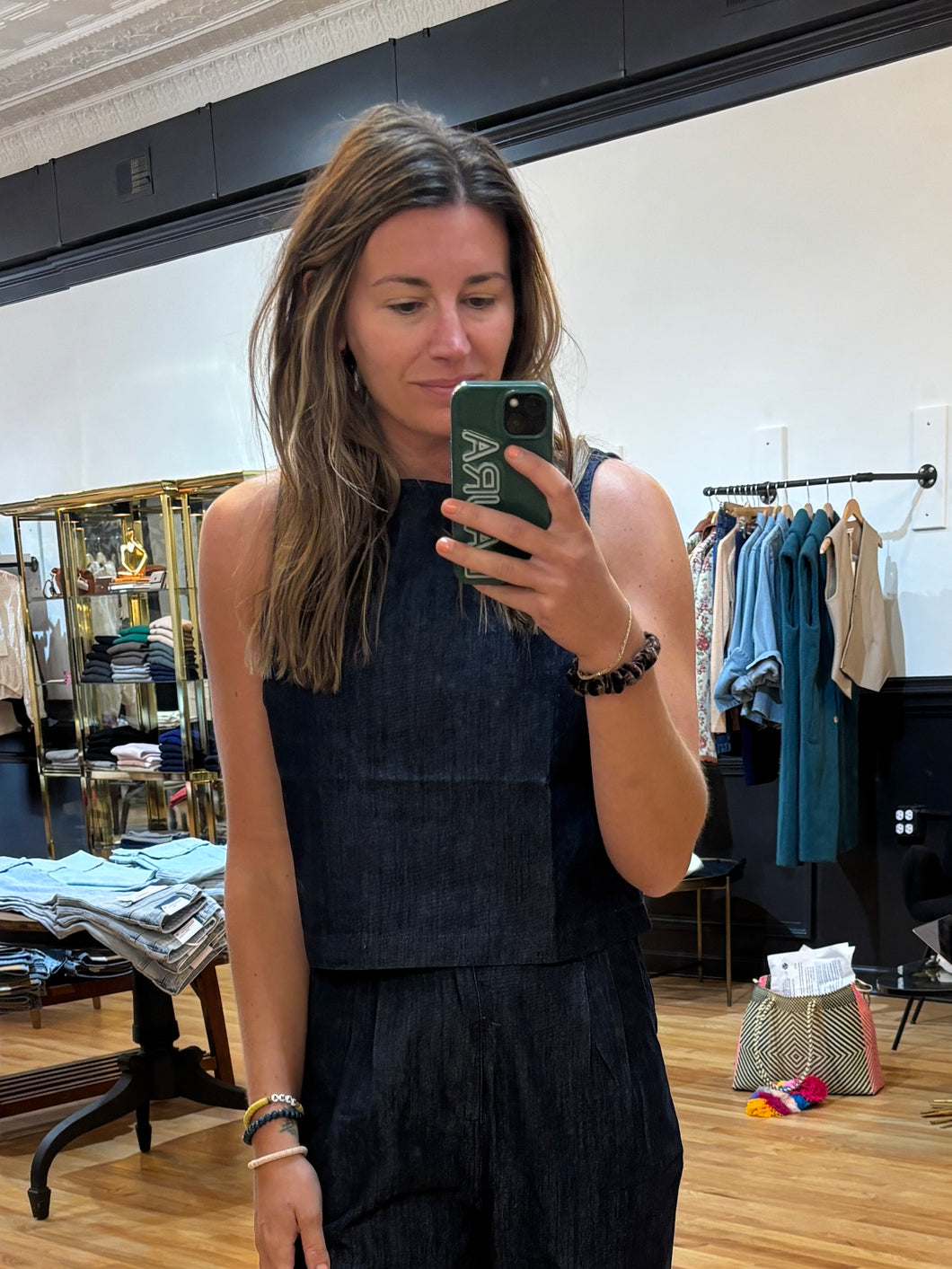 Sleeveless Denim Top
