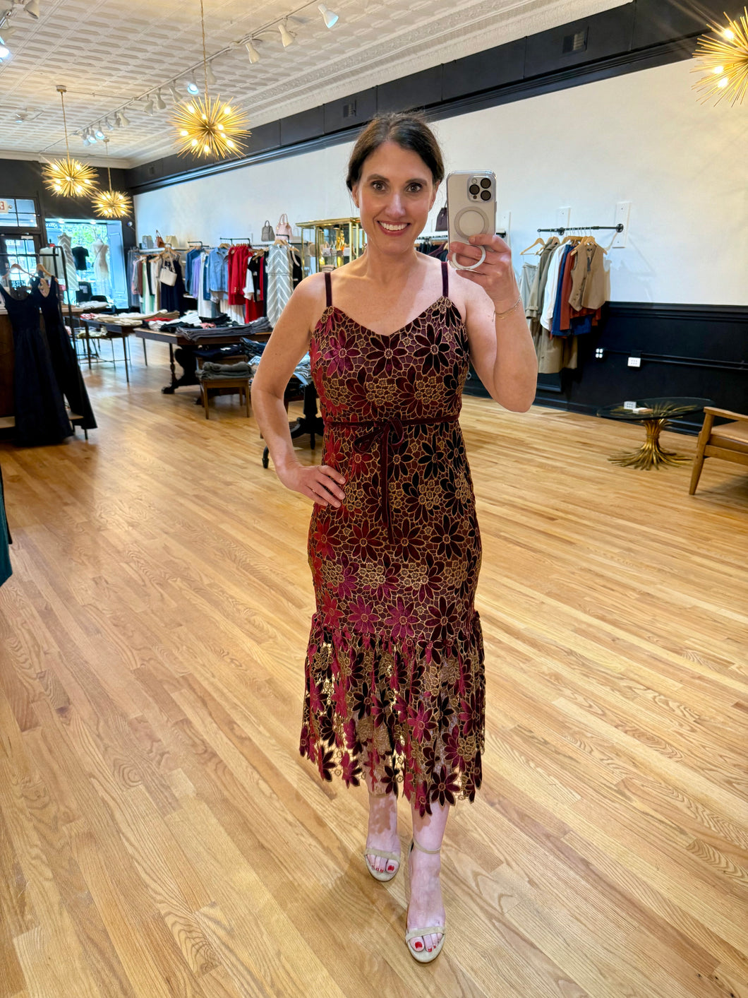 Floral Velvet Burnout Midi Dress