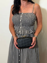 Load image into Gallery viewer, Olga woven vegan leather clutch with chain strap, House of Colour Spring Winter palette, House of 423 Geneva IL boutique
