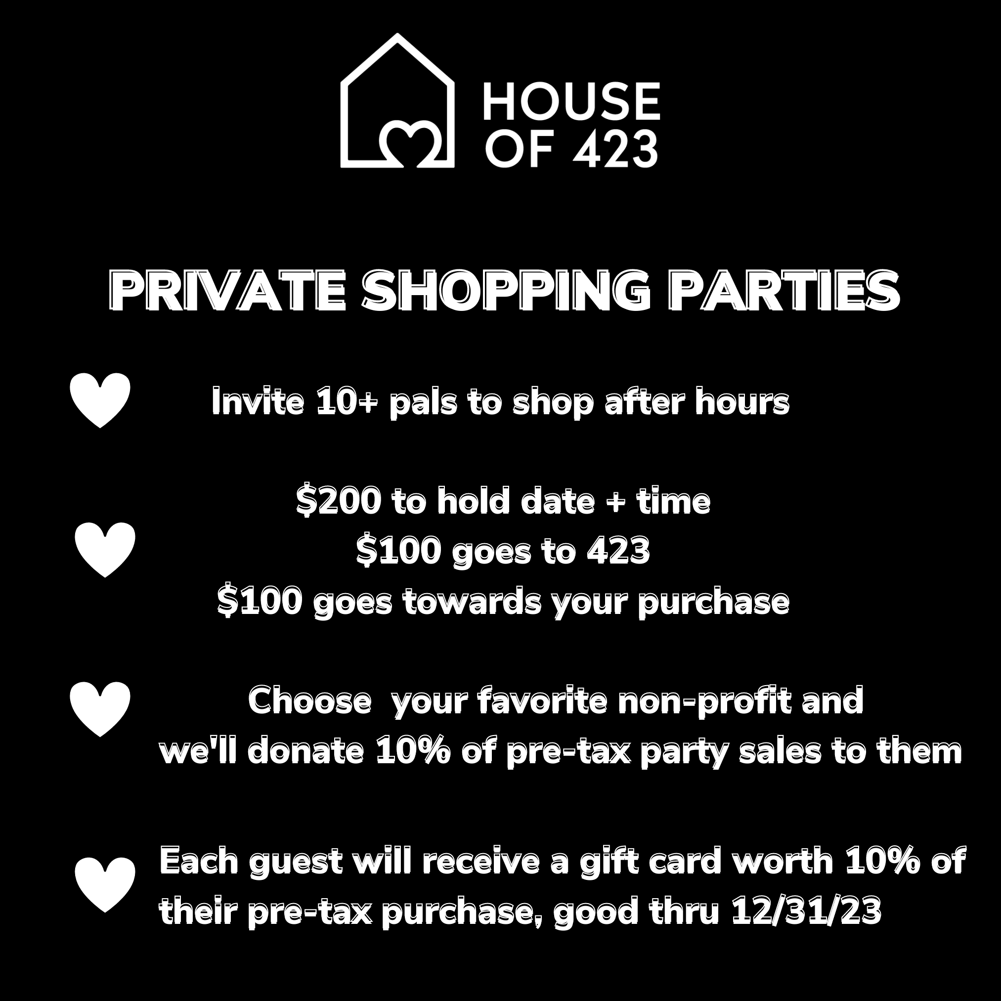 Private Shopping Party – House of 423