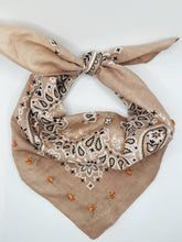 Load image into Gallery viewer, Embroidered Mini Bouquet Bandana - Tan
