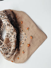 Load image into Gallery viewer, Embroidered Mini Bouquet Bandana - Tan
