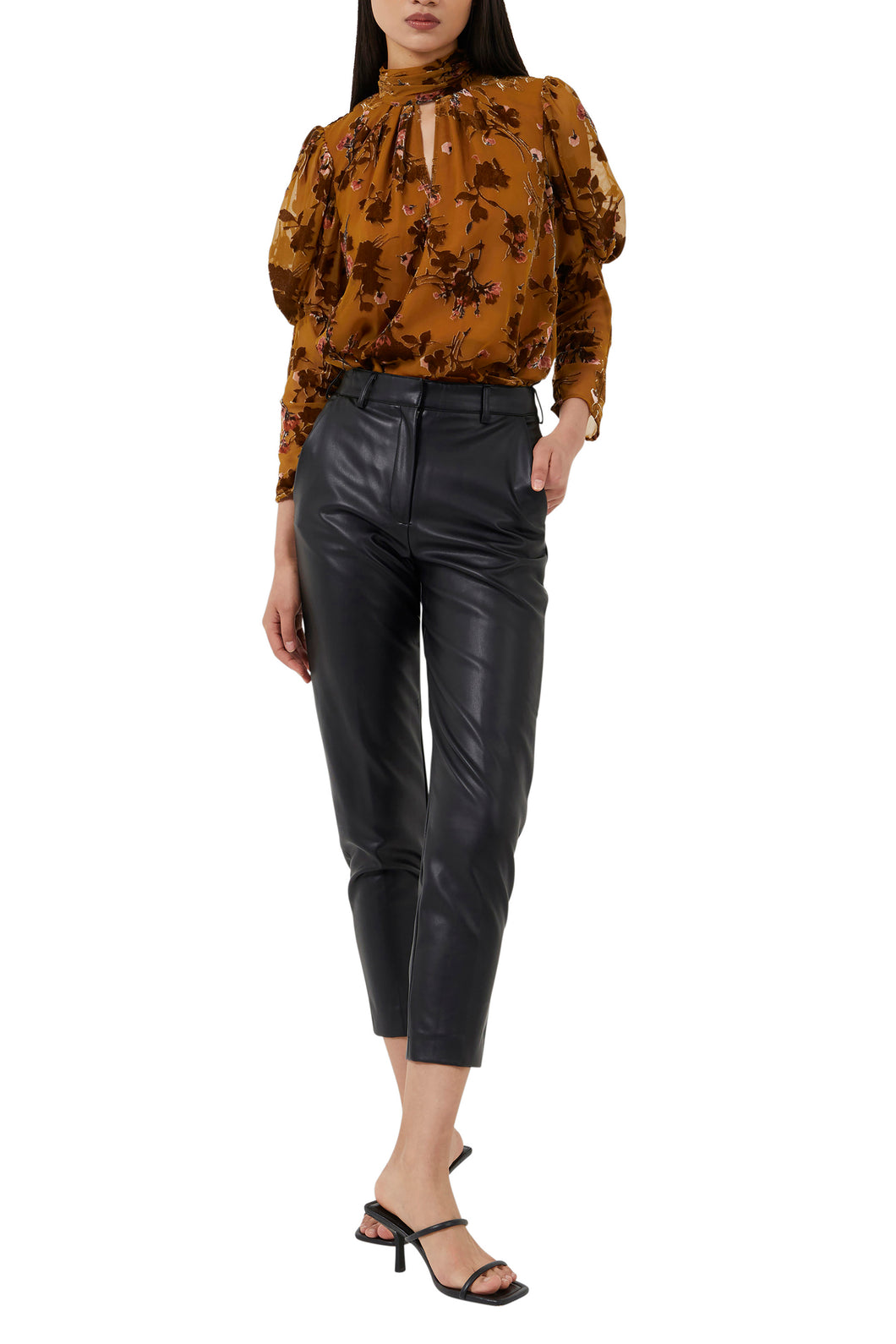 Faux Leather Tapered Trousers