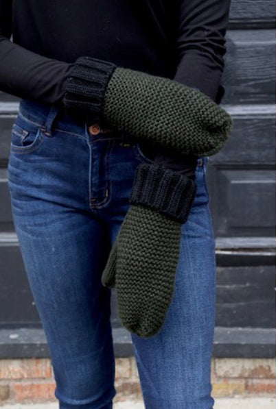 Knit Color Block Mittens