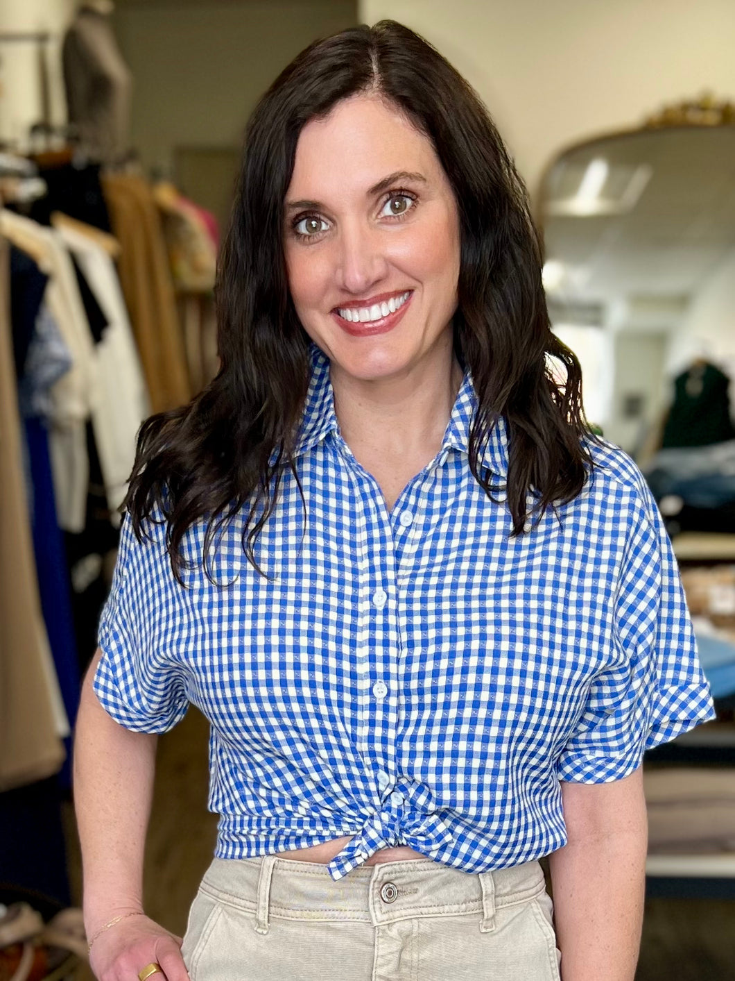 Calie Gingham Button-Up